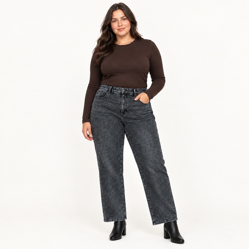 Lane Bryant Straight Leg Jeans Plus Size 16 Washed Black Denim High Rise